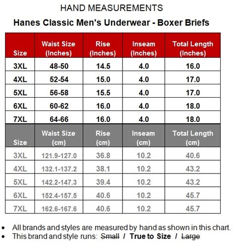 supreme underwear size chart.